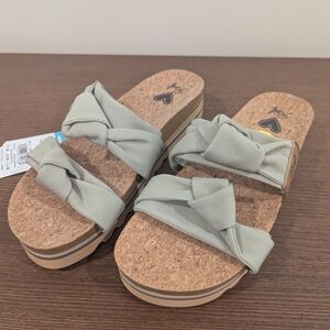 Reef Green and Brown Sandals with Cork Footbed